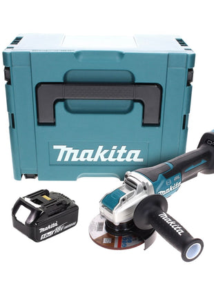 Makita DGA 519 T1J Meuleuse d'angle sans balais 18 V 125 mm X-Lock + 1x batterie 5,0 Ah + Makpac - sans chargeur