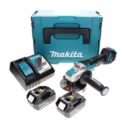 Makita DGA 519 RGJ Meuleuse d'angle sans balais 18 V 125 mm X-Lock + 2x batterie 6,0 Ah + chargeur + Makpac