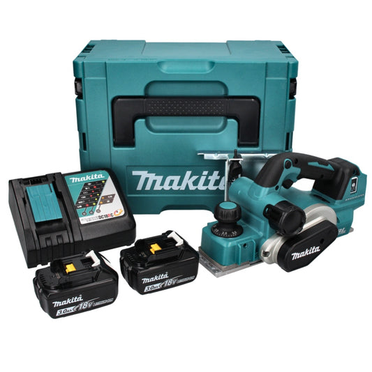 Makita DKP 181 RFJ Akku Hobel Falzhobel 82 mm 18 V Brushless + 2x Akku 3,0 Ah + Ladegerät + Makpac