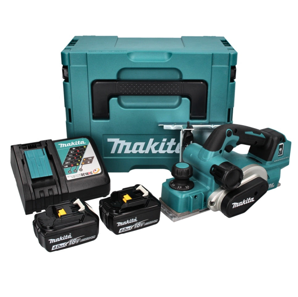 Makita DKP 181 RMJ rabot pliable à batterie 82 mm 18 V sans balais + 2x batteries 4,0 Ah + chargeur + Makpac