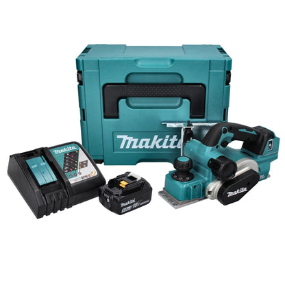 Makita DKP181RT1J Rabot sans fil 82mm 18V Brushless + 1x Batterie 5,0 Ah + Chargeur + Coffret Makpac