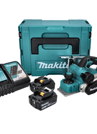 Makita DKP 181 RTJ cepillo de batería cepillo plegable 82 mm 18 V sin escobillas + 2x baterías 5,0 Ah + cargador + Makpac