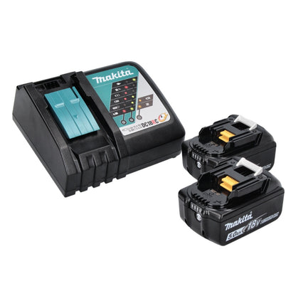 Makita DKP181RTJ Rabot sans fil 82mm 18V Brushless + 2x Batteries 5,0 Ah + Chargeur + Coffret Makpac