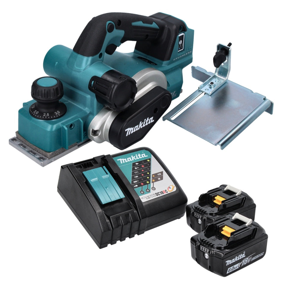 Makita DKP181RG  Rabot sans fil 82mm 18V Brushless + 2x Batteries 6,0 Ah + Chargeur