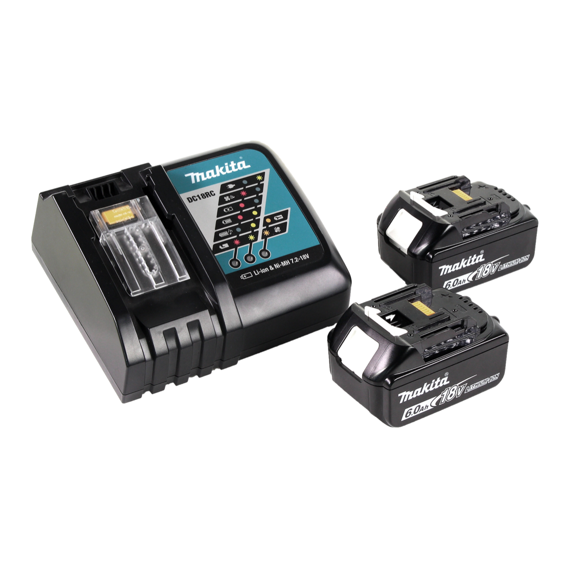 Makita DML 802 RG Akku Lampe für 14,4 und 18 V Akku + 2x Akku 6,0 Ah + Ladegerät