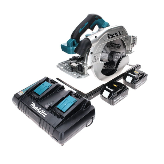 Makita DHS 900 PT2 scie circulaire à main sur batterie 36 V (2x 18 V) 235 mm sans balais + 2x batterie 5,0 Ah + double chargeur