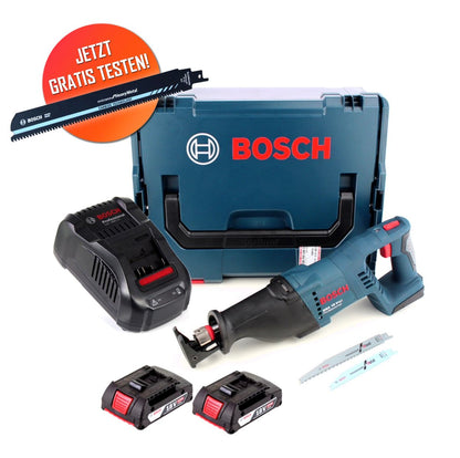 Lame de scie alternative au carbure Bosch gratuite Scie alternative sans fil Bosch GSA 18 V-LI 18 V + 2x batteries 2,0 Ah + chargeur + L-Boxx