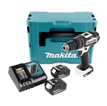 Makita DHP 482 RGJ W Akku Schlagbohrschrauber 18 V 62 Nm Weiß + 2x Akku 6,0 Ah + Ladegerät + Makpac - Toolbrothers