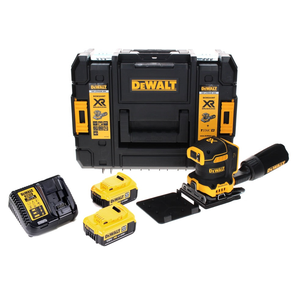 DeWalt DCW 200 M2 Akku Vibrationsschleifer 18 V 108x115 mm + 2x Akku 4,0 Ah + Ladegerät + TSTAK - Toolbrothers