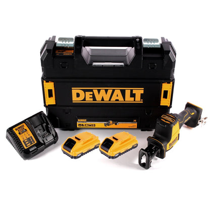 Scie alternative sur batterie DeWalt DCS 369 L2 18 V + 2x batteries 3,0 Ah + chargeur + TSTAK