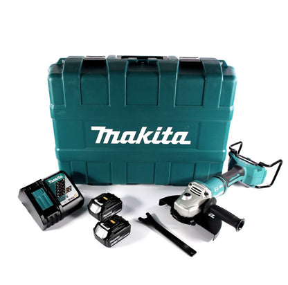 Makita DGA 900 RTK Akku Winkelschleifer 36 V ( 2x 18 V ) 230 mm Brushless + 2x Akku 5,0 Ah + Ladegerät + Koffer