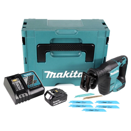 Makita DJR 188 RG1J Akku Reciprosäge 18 V Brushless + 1x Akku 6,0 Ah + Ladegerät + 5x Sägeblatt Metal Wood + Makpac - Toolbrothers