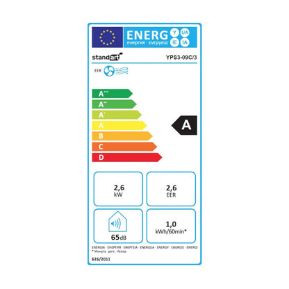 Standart YPS3-09C/3 mobile Klimaanlage 960 Watt Kältemittel R290 für Räume bis 20 m² mit Fernbedienung