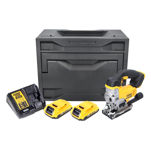 Scie sauteuse à batterie DeWalt DCS 331 D2D 18 V + 2x batteries 2,0 Ah + chargeur + D-Box