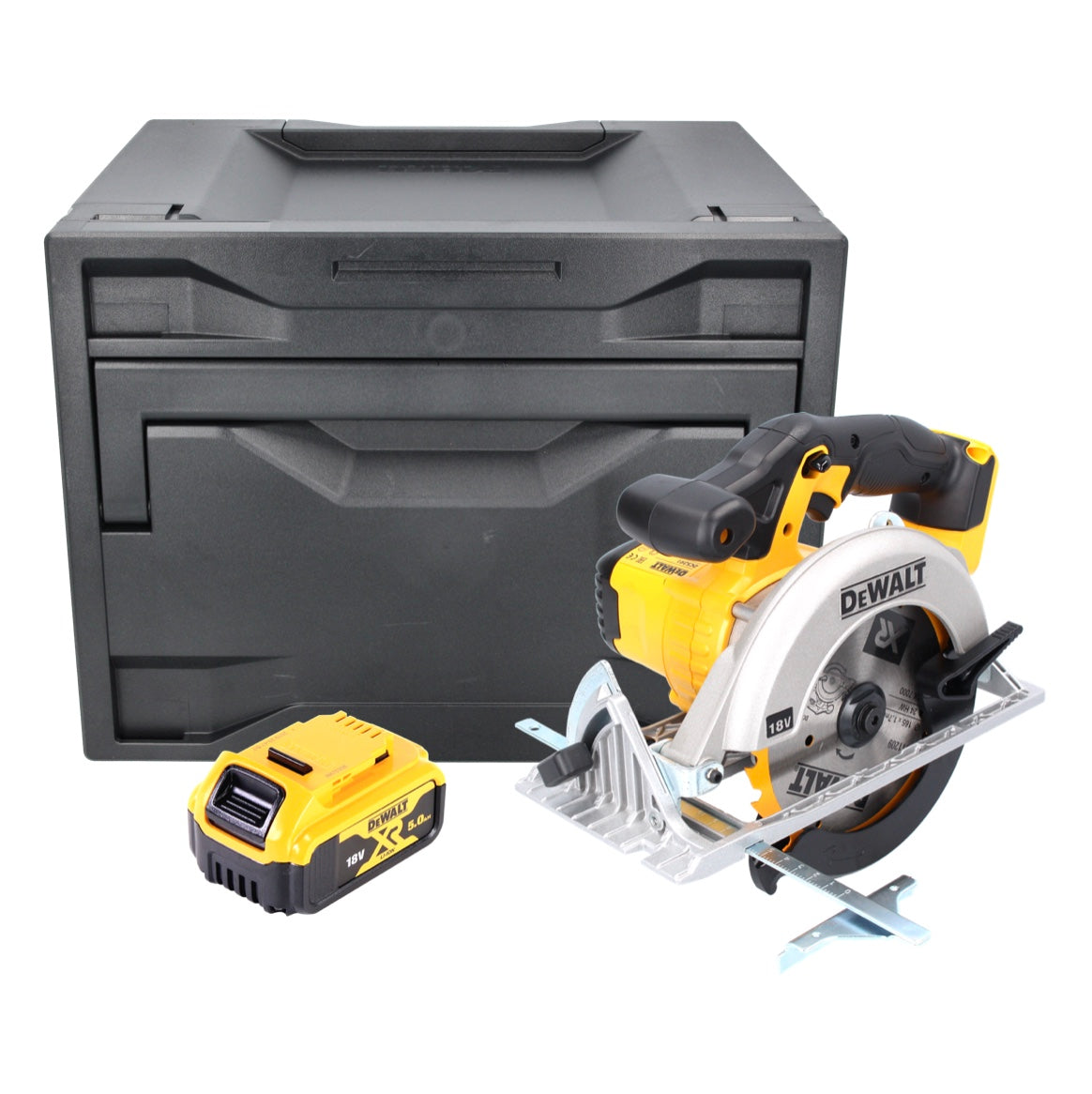 DeWalt DCS 391 ND Scie circulaire sans fil 18 V 165 mm + 1x Batterie 5,0 Ah + D-Box - sans chargeur