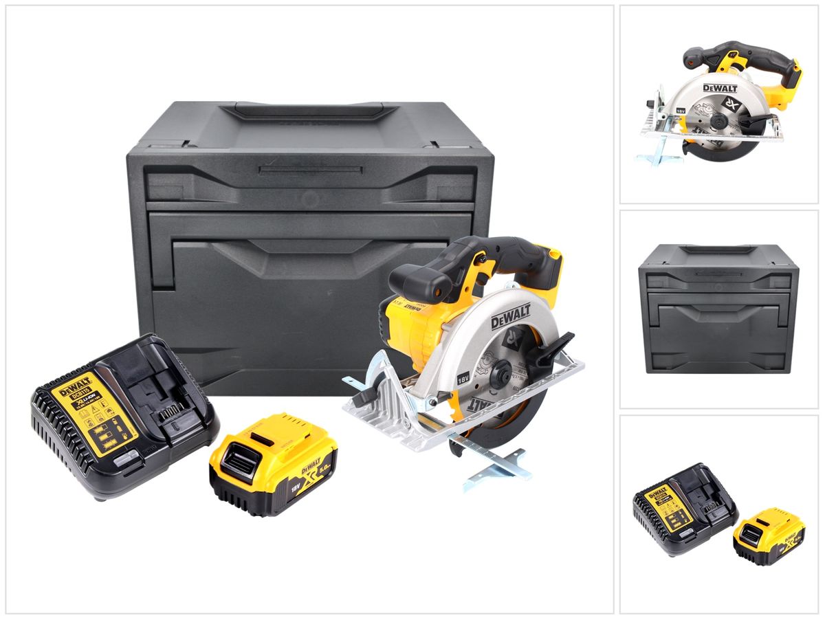 DeWalt DCS 391 P1D Scie circulaire sans fil 18 V 165 mm + 1x Batterie 5,0 Ah + Chargeur + Coffret D-Box