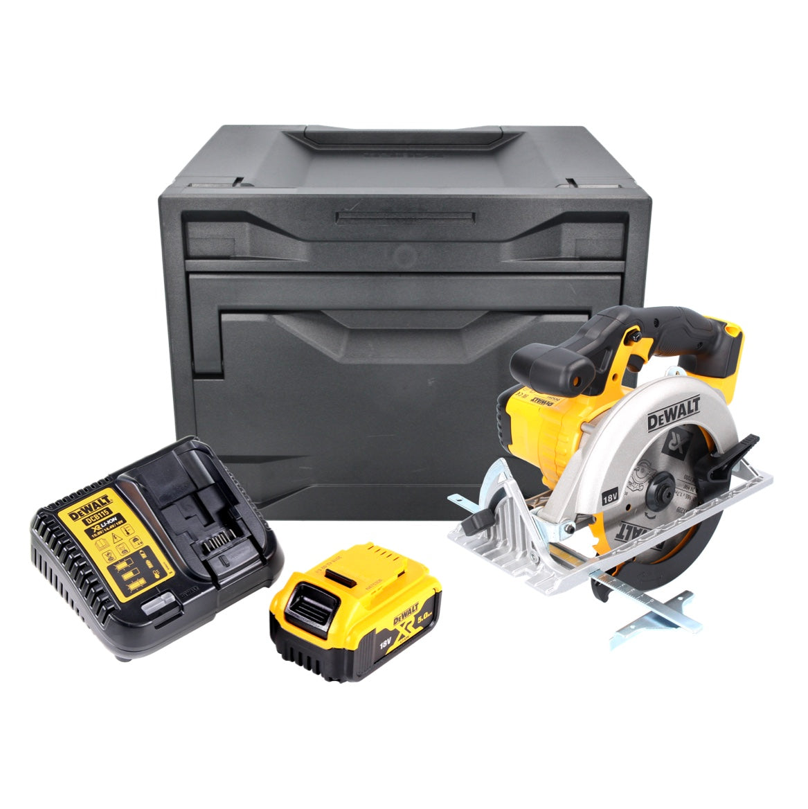 DeWalt DCS 391 P1D Scie circulaire sans fil 18 V 165 mm + 1x Batterie 5,0 Ah + Chargeur + Coffret D-Box