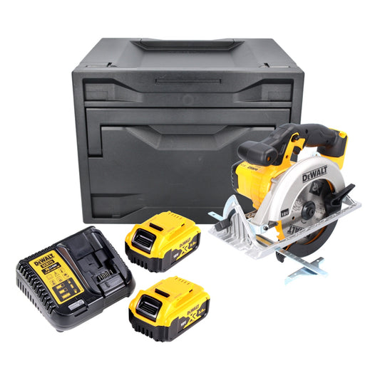 DeWalt DCS 391 P2D Akku Handkreissäge 18 V 165 mm + 2x Akku 5,0 Ah + Ladegerät + D-Box