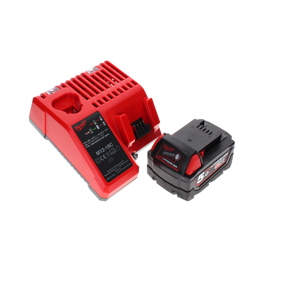 Tronçonneuse à batterie Milwaukee M18 FCHSC-501C 18 V 30 cm sans balais + 1x batterie 5,0 Ah + chargeur