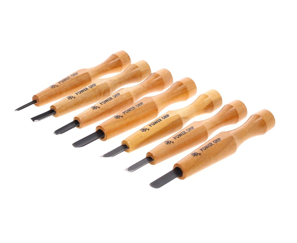 Shogun CHOKOKUTO Power Grip Holz Schnitzmesser Kerbschnitzsatz / Zierschnitzsatz 7 tlg. Set ( PG-7 ) - Made in Japan - Toolbrothers