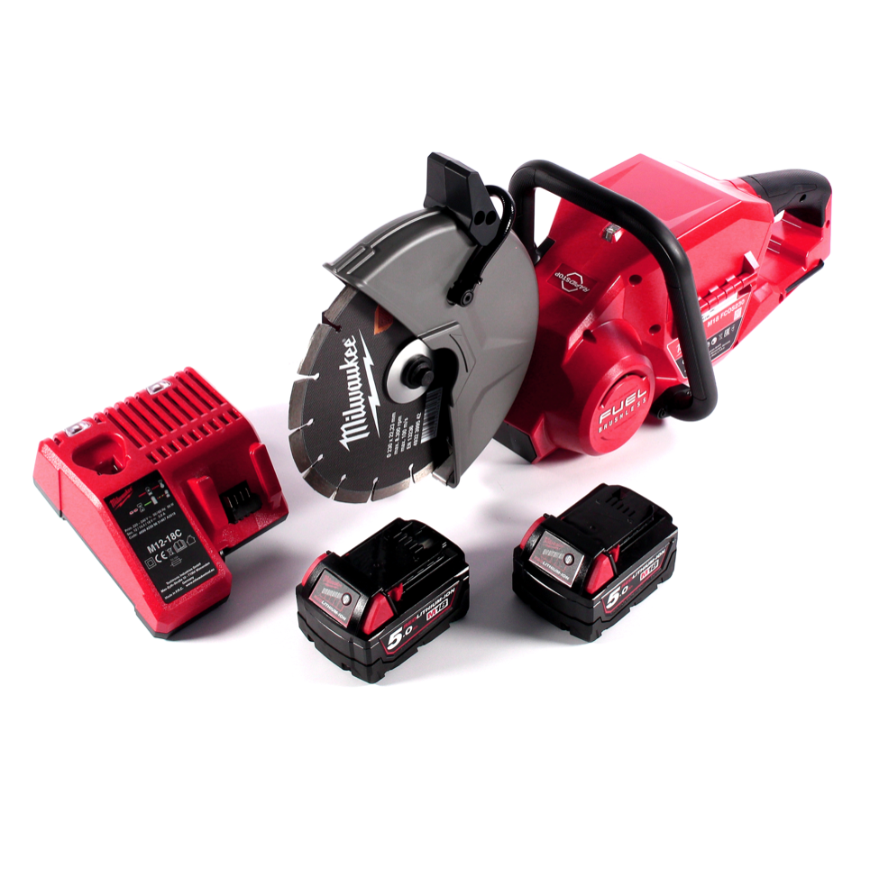 Tronçonneuse à batterie Milwaukee M18 FCOS230-502C 18 V 230 mm sans balais + 2x batteries 5,0 Ah + chargeur