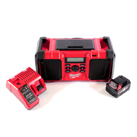 Milwaukee M18 JSR DAB+-401C Radio de chantier sur batterie / secteur 18 V + 1x batterie 4,0 Ah + chargeur