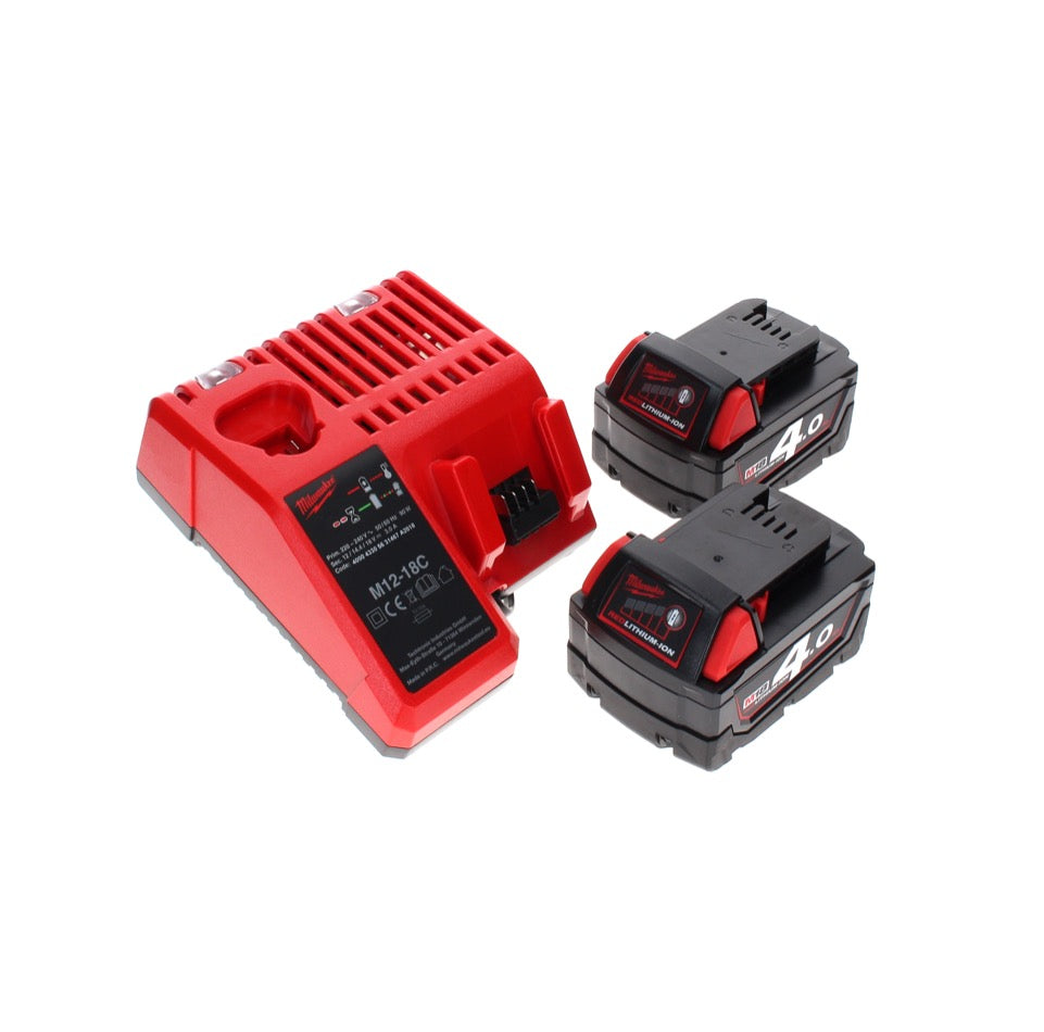 Milwaukee M18 CLT-402C Akku Rasentrimmer 18 V Brushless + 2x Akku 4,0 Ah + Ladegerät