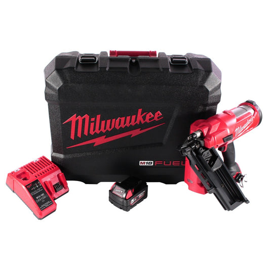 Cloueur à batterie Milwaukee M18 FFN-501C 18 V 50 - 90 mm sans balais + 1x batterie 5,0 Ah + chargeur + coffret