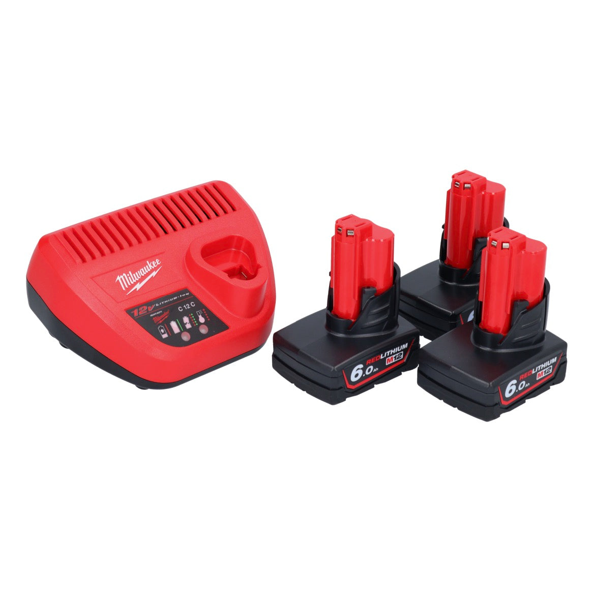 Milwaukee M12 NRG-603 Starter Set 3x 12 V 6,0 Ah Li-Ion Akku + C12 C Ladegerät - Toolbrothers