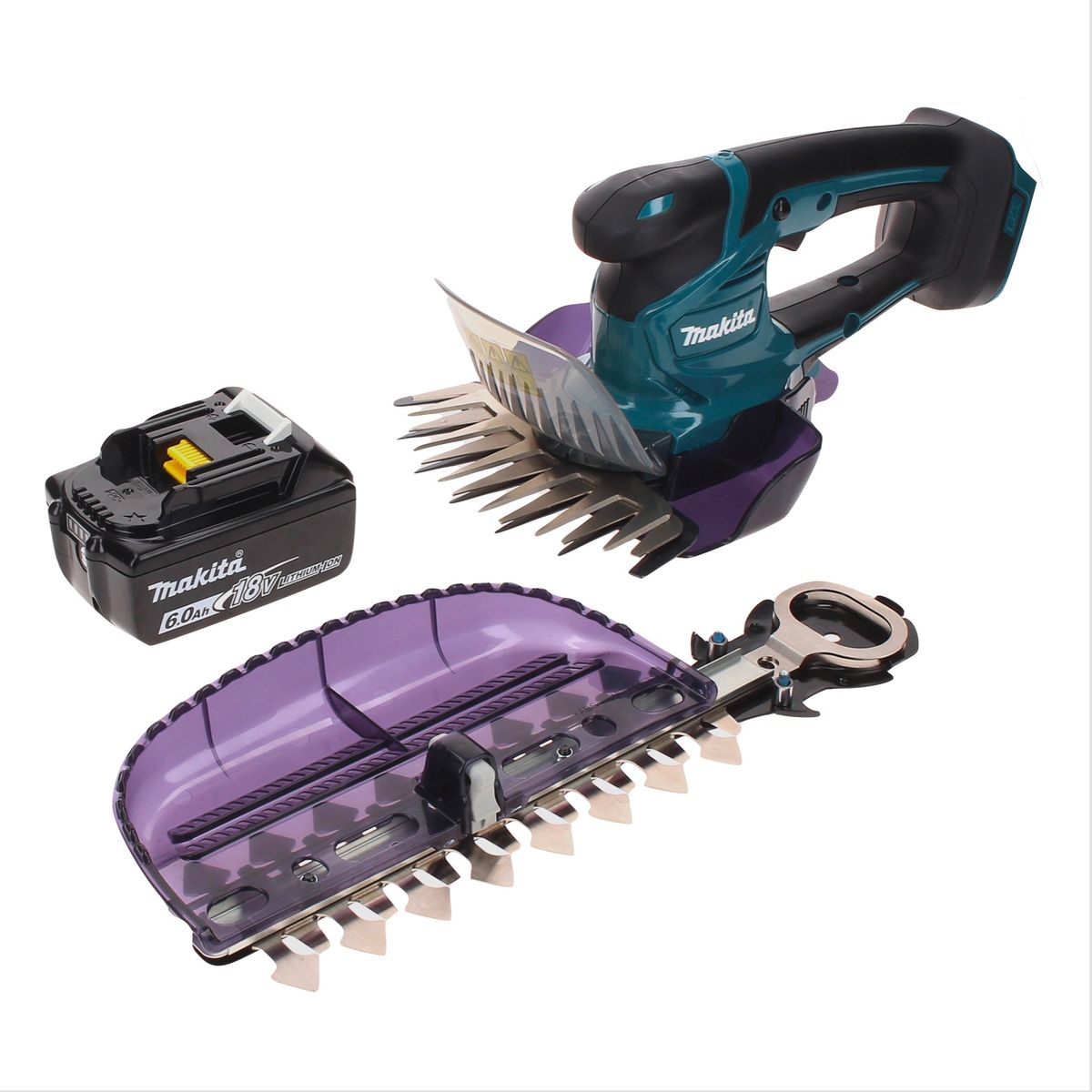 Makita DUM 604 G1X Akku Grasschere 18 V mit Gras- und Strauchscherblatt + 1x Akku 6,0 Ah - ohne Ladegerät