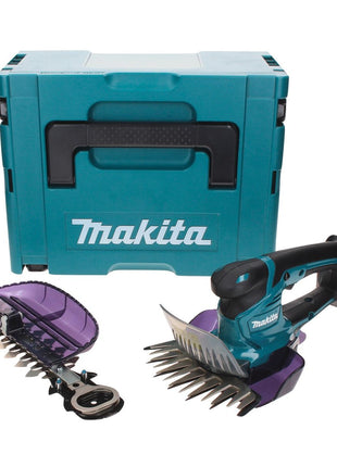 Tijeras para césped a batería Makita DUM 604 ZXJ 18 V con cuchilla para cortacésped y arbustos + Makpac - sin batería, sin cargador