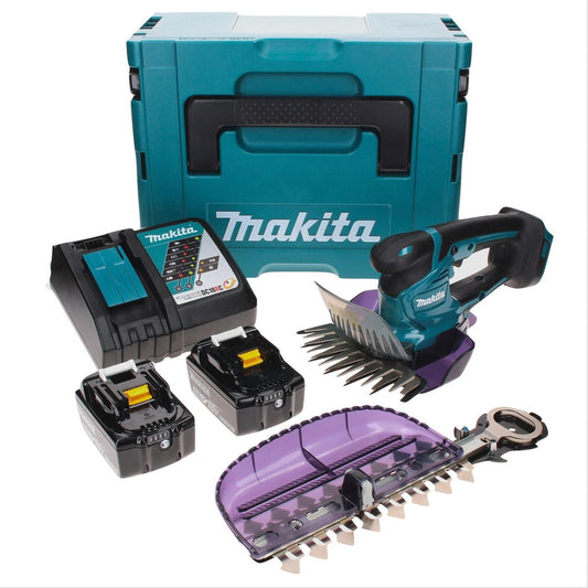 Makita DUM 604 RGXJ Akku Grasschere 18 V mit Gras- und Strauchscherblatt + 2x Akku 6,0 Ah + Ladegerät + Makpac