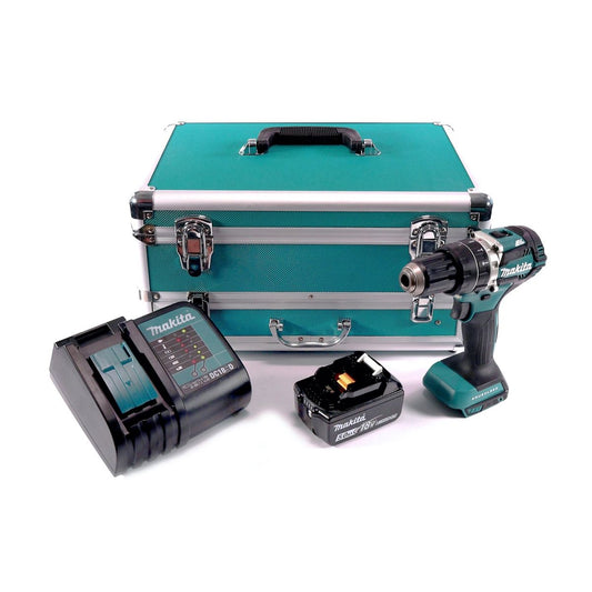 Makita DHP 484 ST1TX Perceuse à percussion sans fil 18 V 54 Nm Brushless + 1x Batterie 5,0 Ah + Chargeur + Coffret aluminium TX + Jeu d’embouts et de forets, 70 pcs.