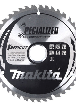 Makita CCF19045G SPECIALIZED EFFICUT Sägeblatt 190 x 30 x 1,0 mm (  B-68638 ) 45 Zähne für Holz - Toolbrothers