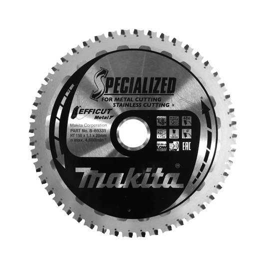 Makita MCCS15048E Lame de scie sauteuse SPECIALIZED EFFICUT 150 x 20 x 1,1 mm - 48 Dents - pour métaux (B-69331)