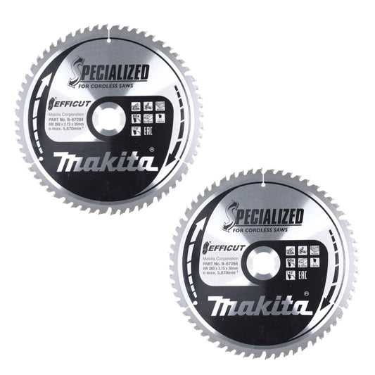 Makita CMSXF26080G SPECIALIZED EFFICUT Lame de scie 260 x 30 x 1,65 mm - 60 dents, pour bois - 2 pcs. (2x B-67284)