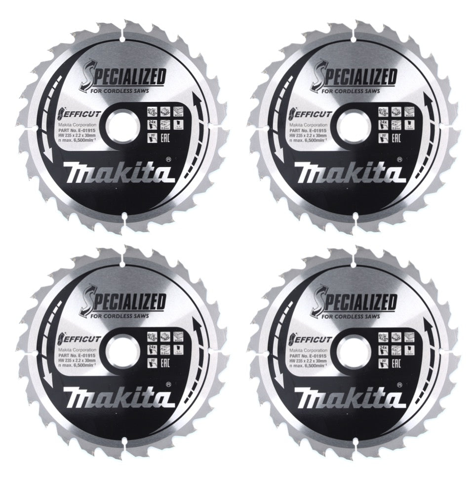 Makita CCM23524G SPECIALIZED EFFICUT Lame de scie 235 x 30 x 1,5 mm - 24 dents, pour bois - 4 pcs. (4x E-01915)