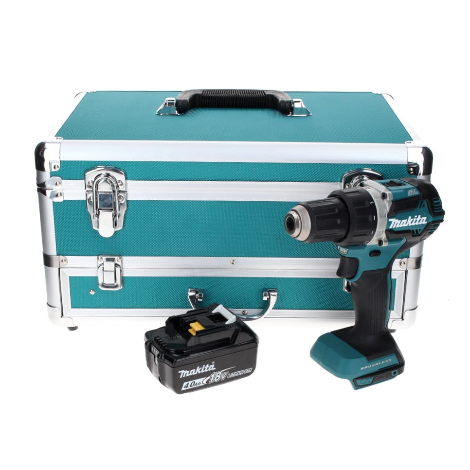 Makita DDF 484 M1TX Perceuse-visseuse sans fil 18 V 54 Nm Brushless + 1x Batterie rechargeable 4.0 Ah + Jeu de mèches - 70 pièces + Mallette en aluminium TX - sans chargeur