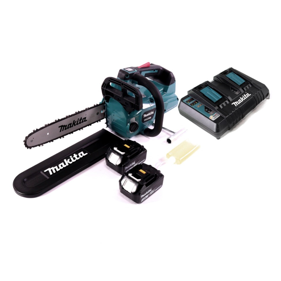 Makita DUC 306 PF Akku Kettensäge 36 V ( 2x 18 V ) Brushless 30 cm + 2x Akku 3,0 Ah + Doppelladegerät