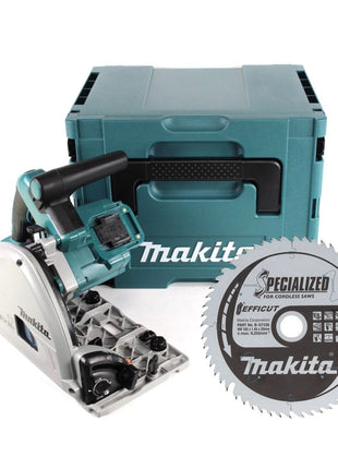 Sierra de inmersión a batería Makita DSP 600 ZJ 36 V (2x 18 V) sin escobillas + hoja de sierra circular EFFICUT + Makpac - sin batería, sin cargador