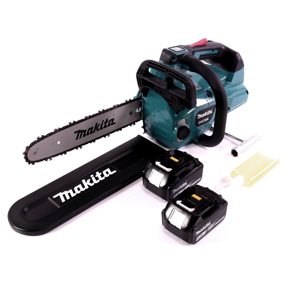 Makita DUC 306 T Akku Kettensäge 36 V ( 2x 18 V ) Brushless 30 cm + 2x Akku 5,0 Ah - ohne Ladegerät