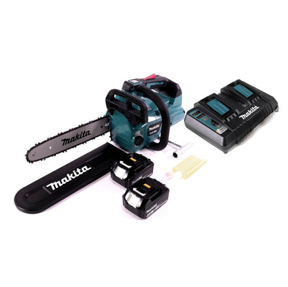 Tronçonneuse à batterie Makita DUC 306 PG 36 V (2x 18 V) sans balais 30 cm + 2x batteries 6,0 Ah + double chargeur