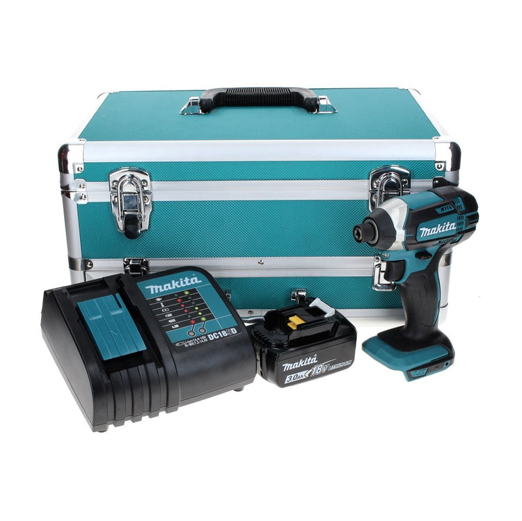 Makita DTD 152 SF1TX Akku Schlagschrauber 18 V 165 Nm + 1x Akku 3,0 Ah + Ladegerät + 70 tlg. Bit Bohrer Set + TX Alu Koffer