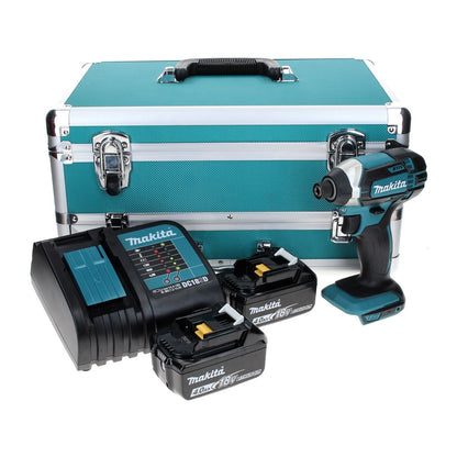 Makita DTD 152 SMTX Akku Schlagschrauber 18 V 165 Nm + 2x Akku 4,0 Ah + Ladegerät + 70 tlg. Bit Bohrer Set + TX Alu Koffer