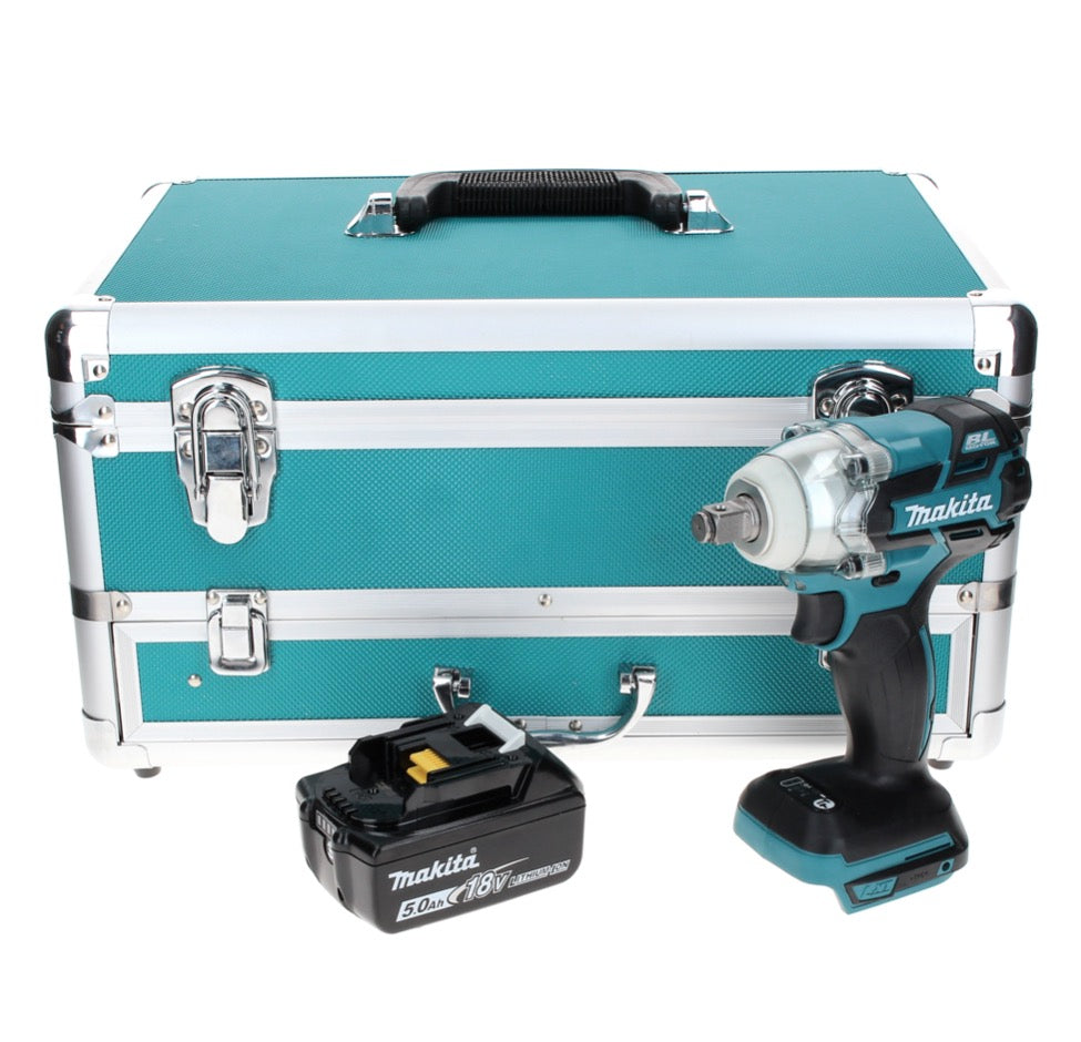 Makita DTW 285 T1TX Visseuse à chocs sans fil 18 V 280 Nm 1/2" Brushless + 1x Batterie 5,0 Ah + Jeu de mèches 70 pièces + Mallette TX - sans chargeur