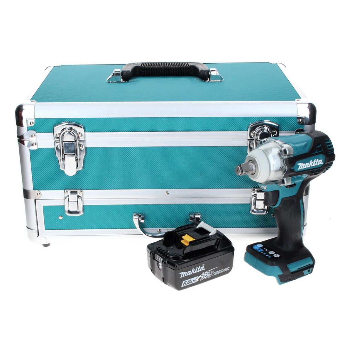 Makita DTW 300 G1TX Visseuse à chocs sans fil 18 V 330 Nm 1/2" Brushless + 1x Batterie 6,0 Ah + Jeu de mèches 70 pièces + Mallette TX - sans chargeur