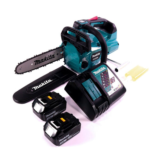 Tronçonneuse à batterie Makita DUC 256 RF 36 V (2x 18 V) sans balais 25 cm + 2x batteries 3,0 Ah + chargeur