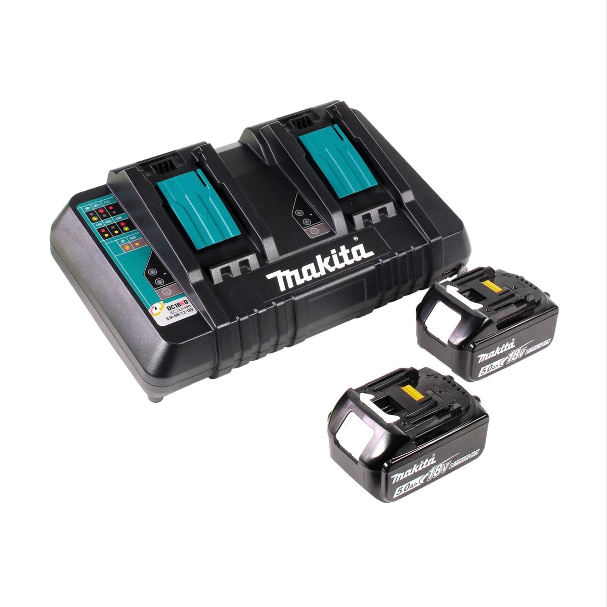 Makita DUC 256 PT Akku Kettensäge 36 V ( 2x 18 V ) Brushless 25 cm + 2x Akku 5,0 Ah + Doppelladegerät