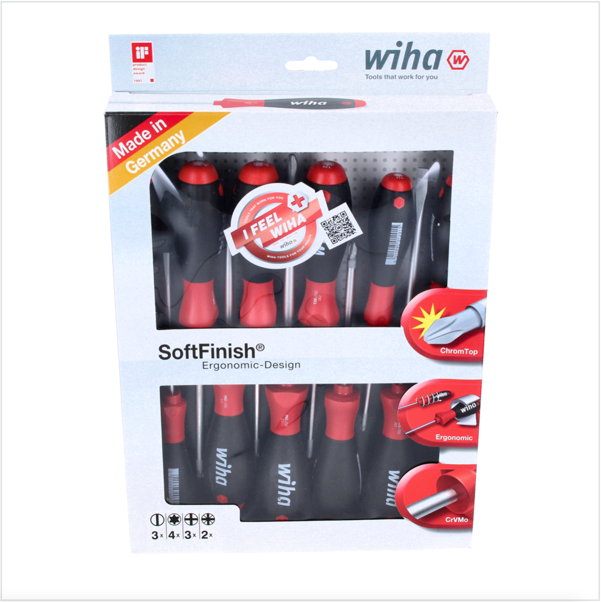 Wiha 302HK12 Jeu de tournevis SoftFinish - 12 pièces. - fente, Phillips, Pozidriv, Torx (41002)