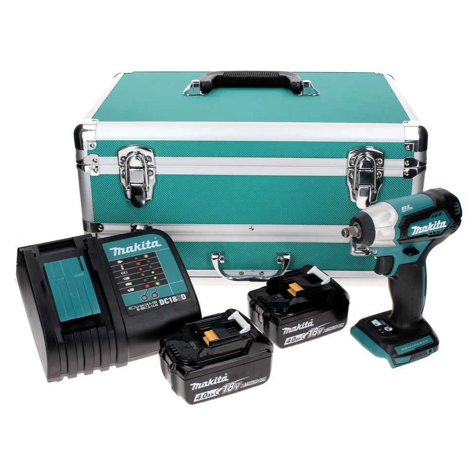 Makita DTW 180 SMTX Visseuse à chocs sans fil 18 V 180 Nm 3/8" Brushless + 2x Batteries 4.0 Ah + Chargeur + Jeu de mèches 70 pièces + Mallette TX